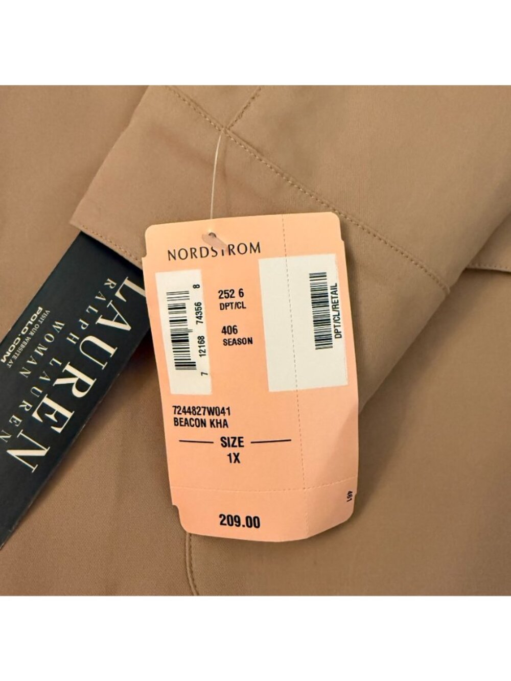 Lauren Ralph Lauren Woman Beige Lightweight Button Front Jacket Size 1X - Picture 11 of 12